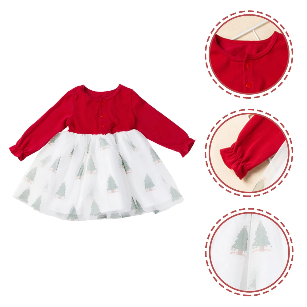 

Christmas Tree Dress for Baby Girls Long Sleeve Cotton Kids Costume Party Dresses Christmas Outfit Little Girl Garment