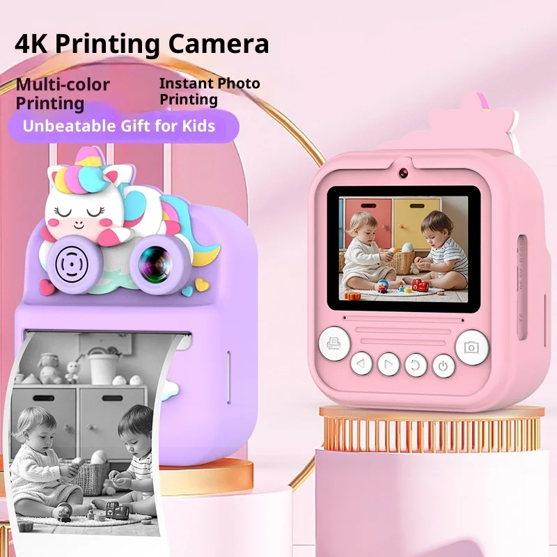 Aparat fotograficzny dla dzieci z funkcją druku termicznego czarno-białego, idealny do transgranicznego handlu, zabawka z motywami z kreskówek dla chłopców i dziewczynek.