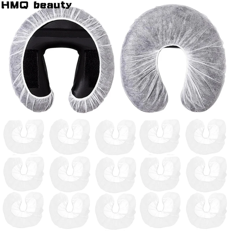 50/10pcs Disposable Headrest Covers Elastic U-shaped Pillowcase Non-woven Massage Face Rest Cradle Cover Beauty  SPA Tool