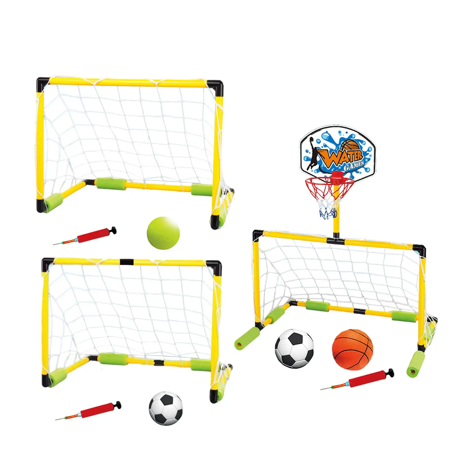 Water Sports Game Set Inflatable Pool Soccer Goal with Ball and Pump for Kids Ages view 3