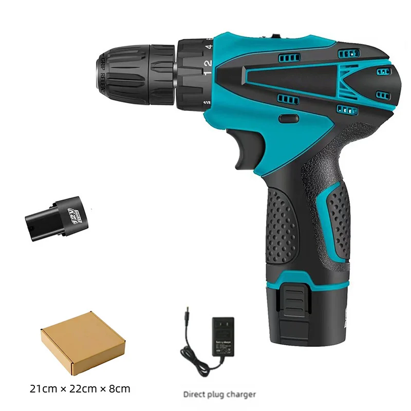 2024 New 12V Cordless Drill Rechargeable Electric Screwdriver Lithium Battery Household Multi-function 2 Speed Power Tools