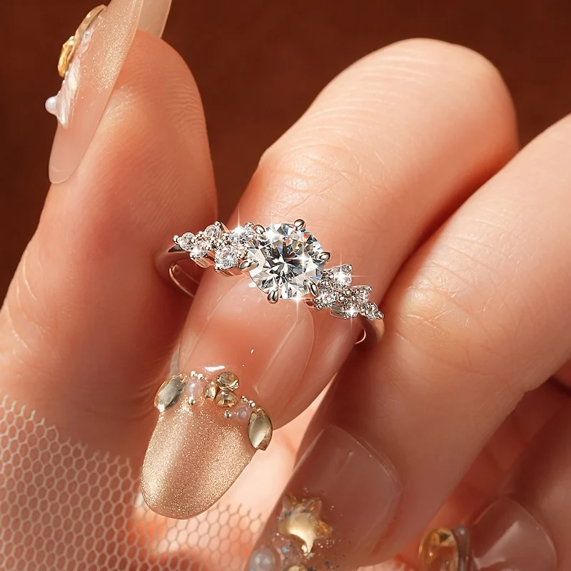 IOGGOU 6,5 mm runder D-Farben-Moissanit-Verlobungsring für Frauen, sechszackiger Ehering, GRA 1CT, imitierter Diamantschmuck, Geschenke – Detail 7