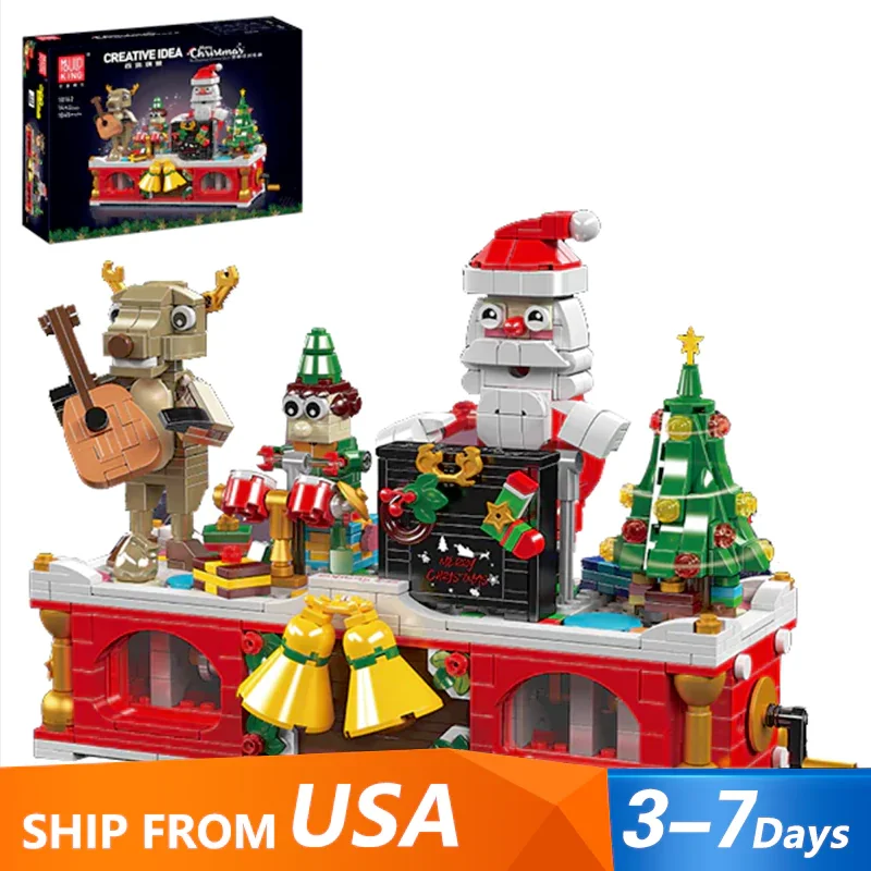 Creative Christmas theme Building Blocks Christmas Carnival Band Model Bricks Desktop decor Assembly Toys Educational Kids Gift