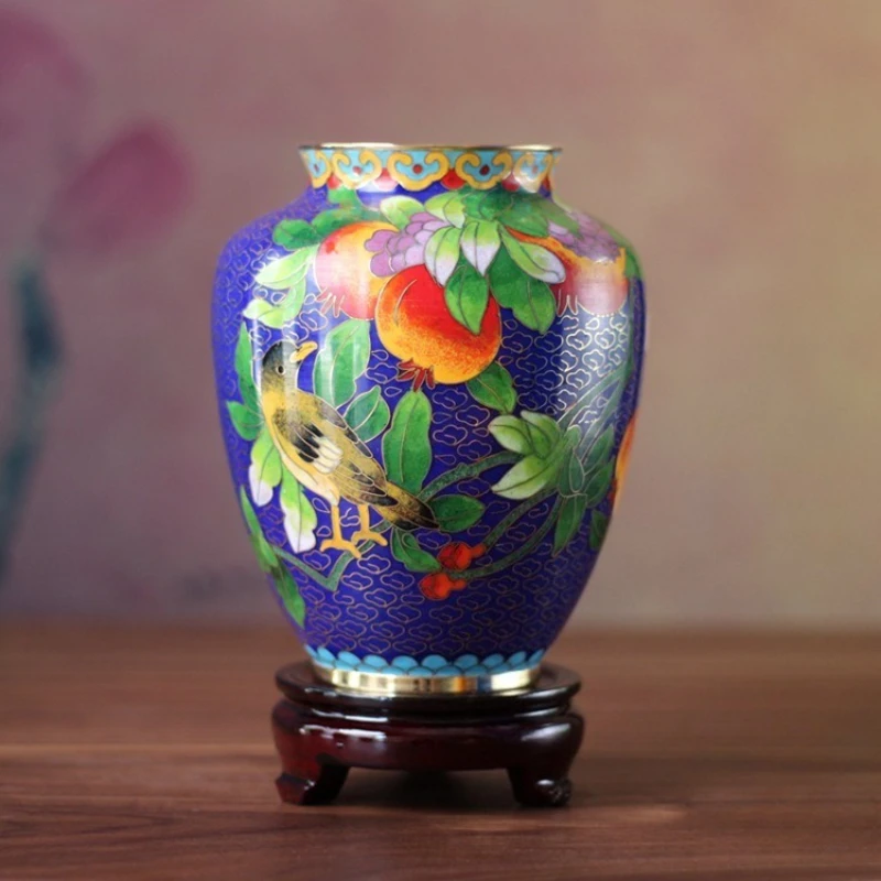 Handmade Cloisonn Flower Vase, Copper Body Wire Wound, Enamel Plant Vase, Desktop Decorative, Exquisite Workmanship, Room Decor