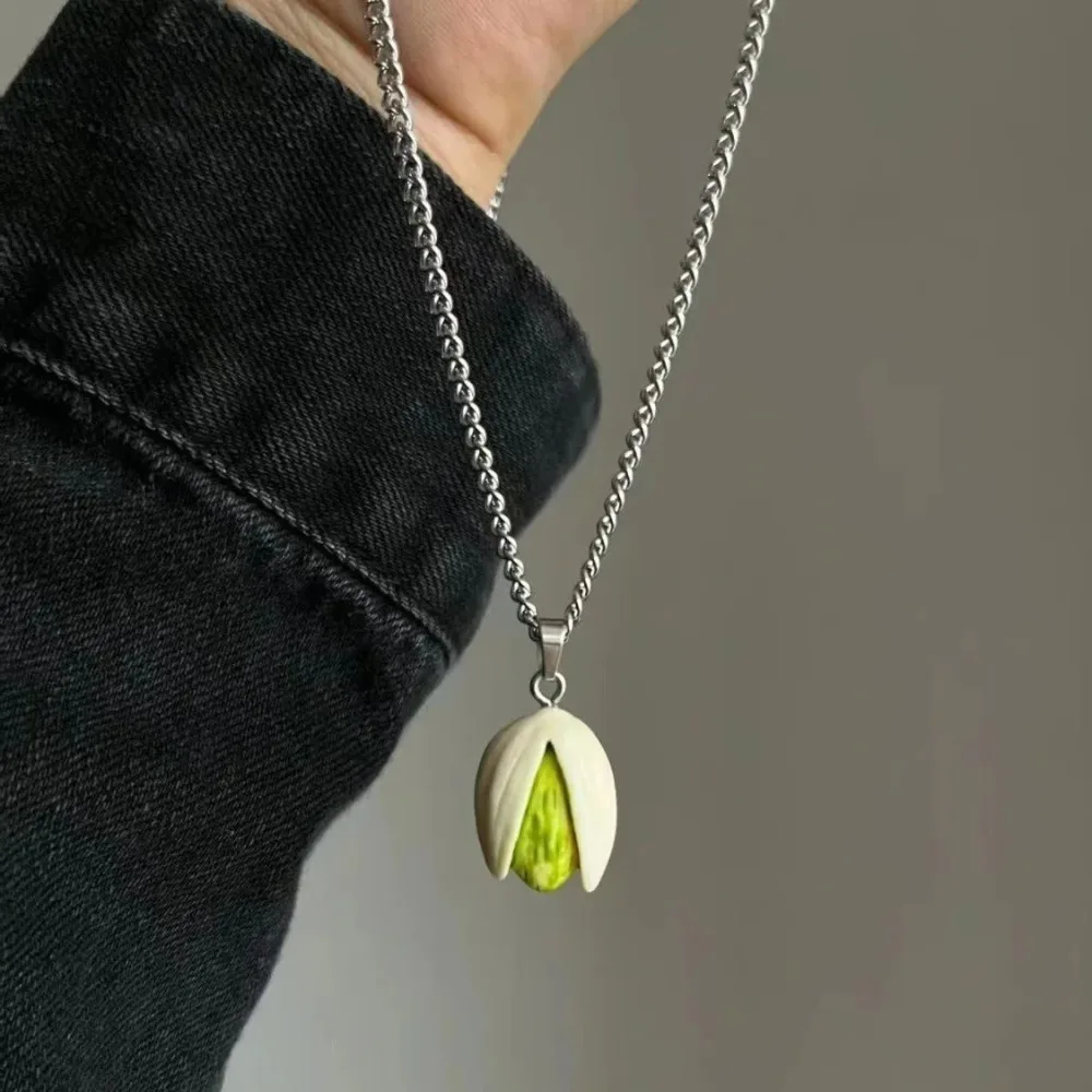 Fashion Simulation Pistachioes Pendant Necklace for Women Portable Comfortable Jewelry Pieces Daily Jewelry Pistachioes Keychain