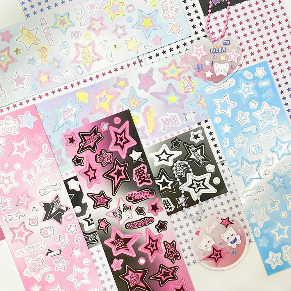 Wakawaka Mousserende Sterren Stickers Scrapbooking Diy Materiaal Vlokken Idool Kaart Deco Decoratie Briefpapier Sticker