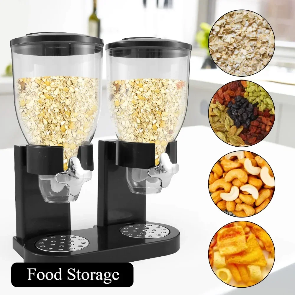 Food Storage Jar Oatmeal Storage Containers Double Bucket Breakfast Dispenser Simple Kitchen Items Coarse Cereals Nut Grain Jar