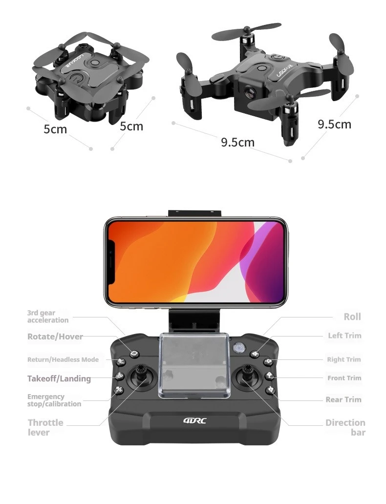 Cross-border Special 4K Mini Folding Drone WIFI Remote Control Airplane Aerial Ahotography Fixed Height Quadcopter Helicopter