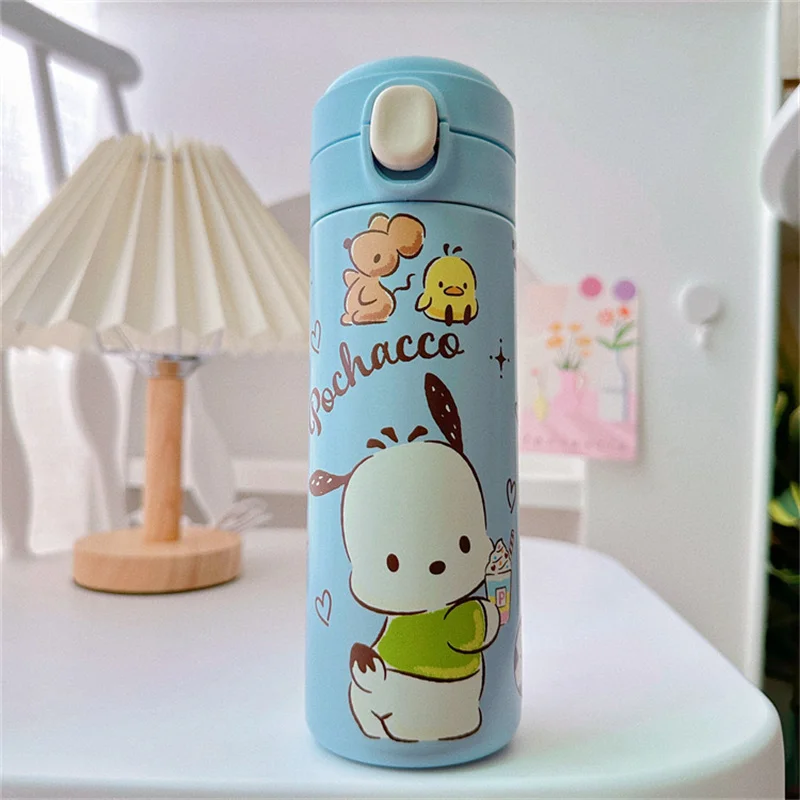 420ml Sanrio Hallo Kitty Edelstahl Thermoskanne Kawaii Kuromi Cinna moroll Melodie Kinder Vakuum flasche Wasser flasche Becher