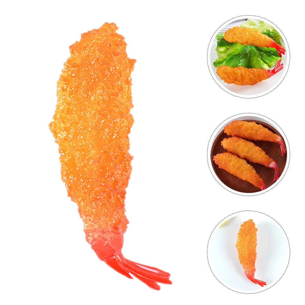 

3Pcs Tempuras Shrimp Lifelike Fake Food Decoration Kitchen Prop Restaurant Display Photography Educational PVC Waterproof