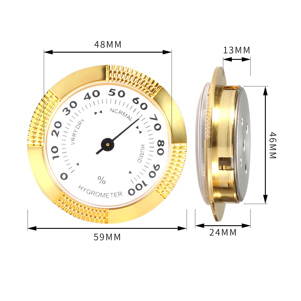 GALINER Pocket Cigar Hygrometer Round Gold Cigar Accessories Mini Accurate Measuring Humidifier Hygrometer For Humidor
