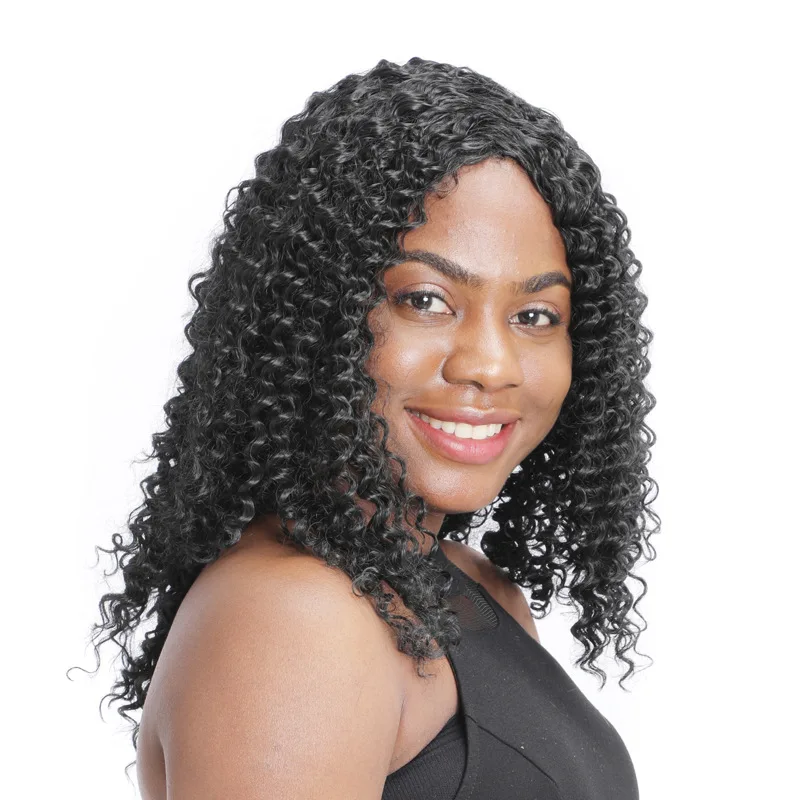 Afro Kinky Curly Wig Synthetic Short Wig With Bangs Mixed Brown and Blonde Wig for Black Women