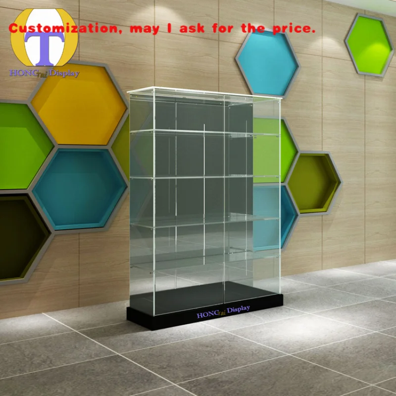 custom.LED Strip Lights Showcase Frameless Glass Counter