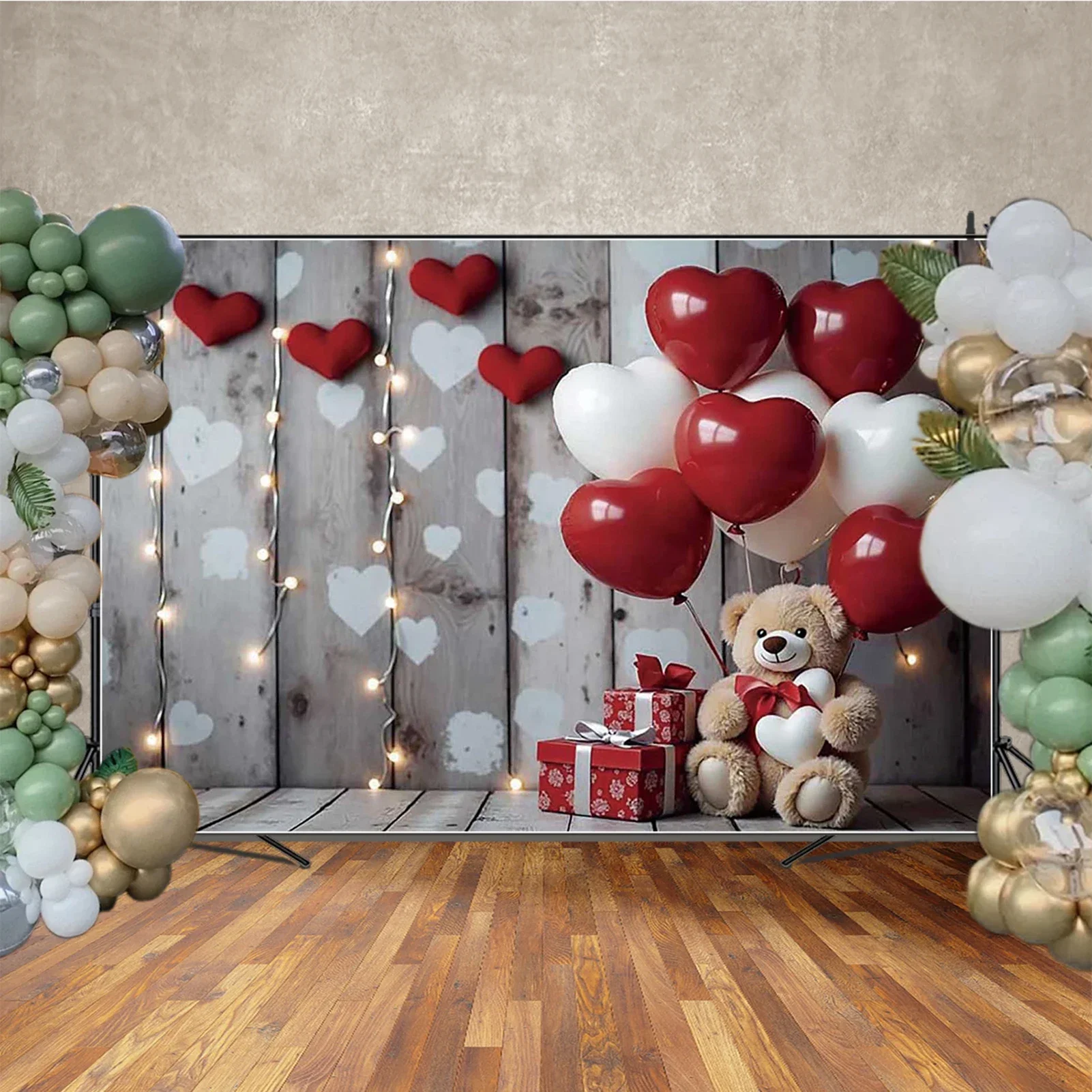 MOON.QG تيدي بير فتاة صبي حفلة عيد ميلاد ورق حائط للزينة ملصق خلفية فوتوزون خلفية التصوير استوديو الصور