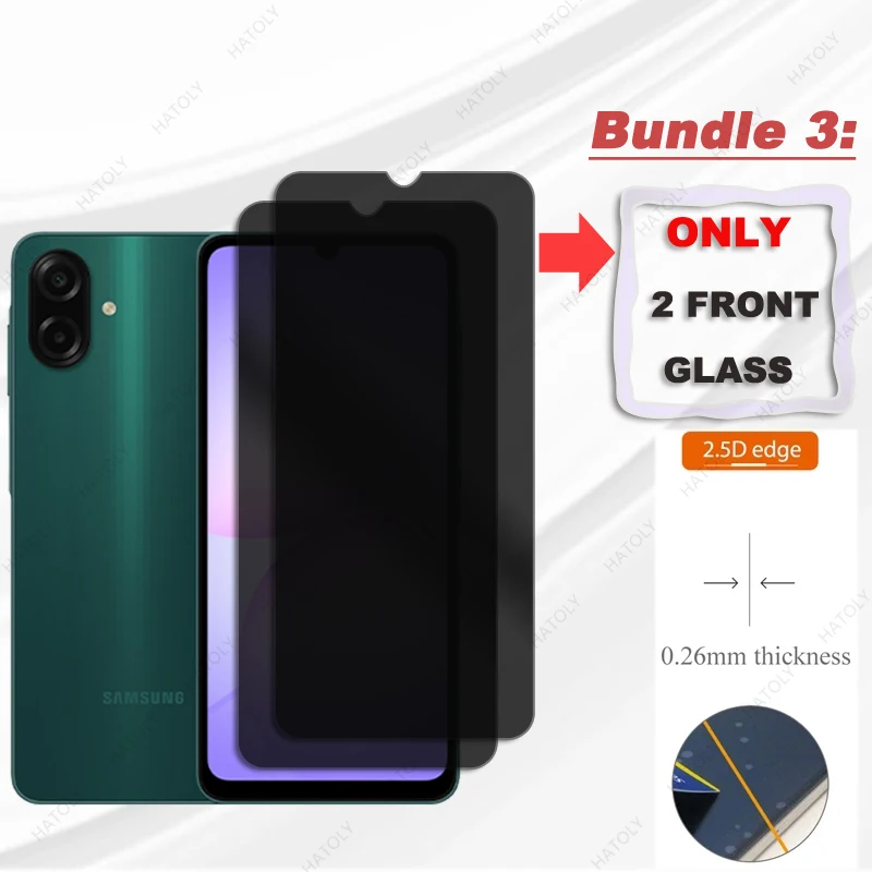 4PCS Glass Privacy Screen Protector For Samsung Galaxy M07 Glass For Samsung M07 Anti Glare Camera Lens Protector Anti-spy Glass