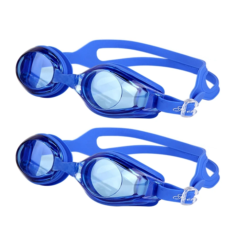 

NEW-Shenyu 2Pcs Adjustable Goggles Swimming Glasses Anti-Fog UV Protect Children Waterproof Silicone Mirrored Swim Eyewear-Blue