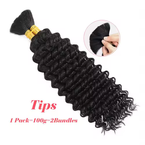 Human Braiding Hair Deep Wave Bulk for Braiding No Weft Deep Curly Braiding Hair for Boho Braids Brazilian Virgin Human Hair - Image 3