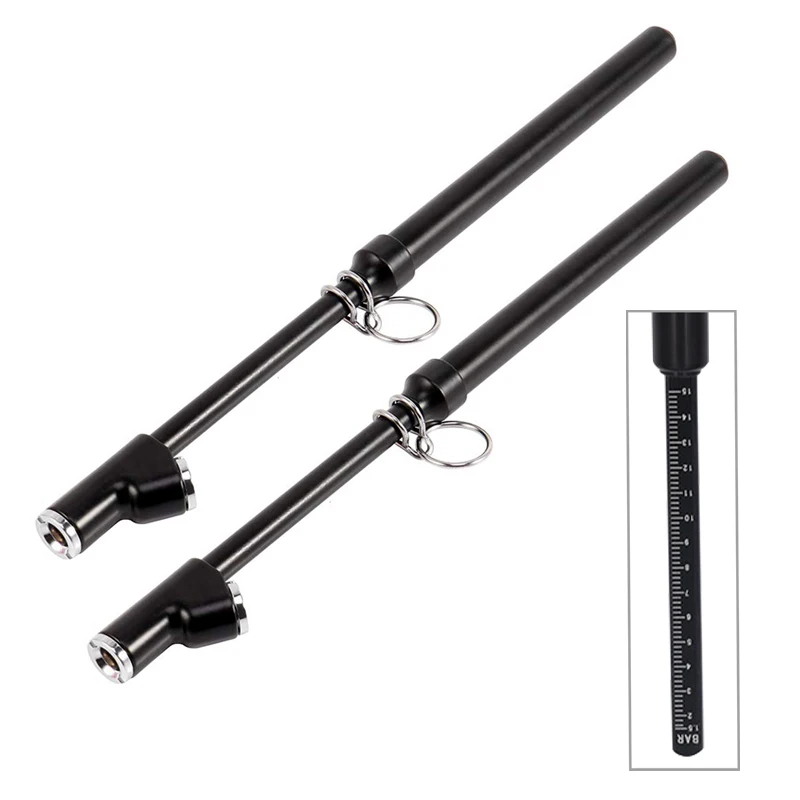 2Pcs 10-150PSI Heavy Duty Tire Air Pressure Gauge Pen Dual Head Straight-On for Truck Car Black Universal