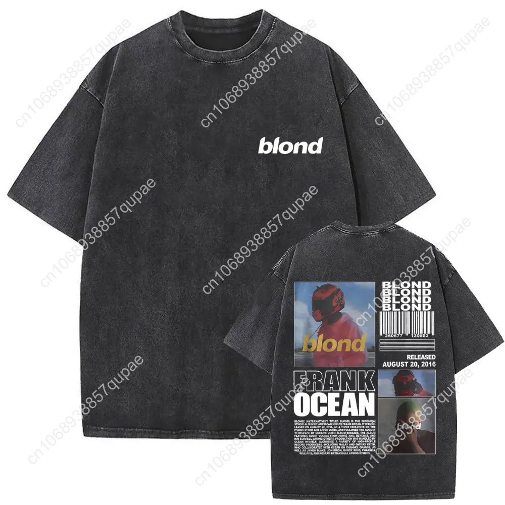 Washed Rapper Frank Vintage Oversized T Shirts Men Ocean Hip Hop Trend T Shirt Blond Pop Music T-shirts Male Fashion Streetwear