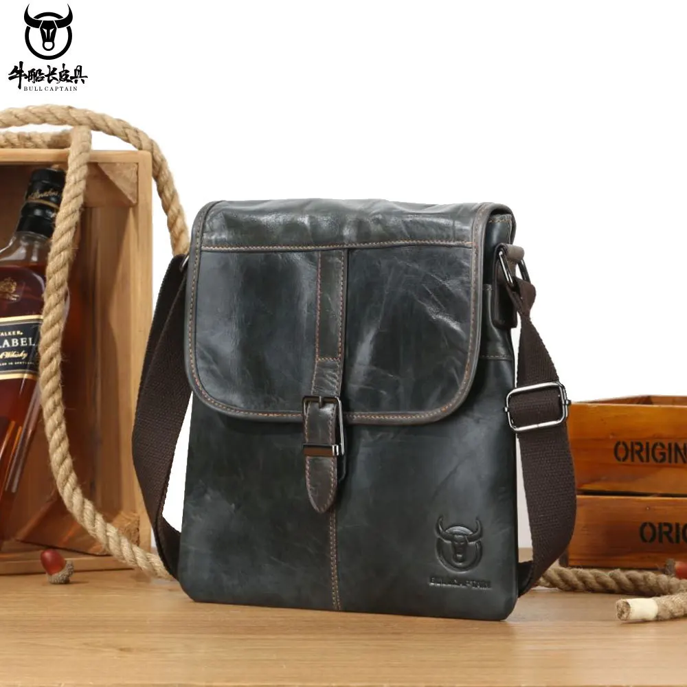 Men's genuine leather crossbody bag, soft cowhide square business tablet computer storage light and thin single-shoulder bag