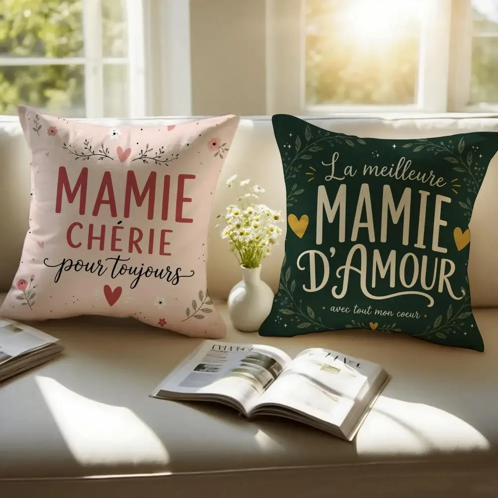 Mamie Love Letters Cushion Cover Plush Fabric Soft Double Sided Print Home Sofa High Quality Cushion