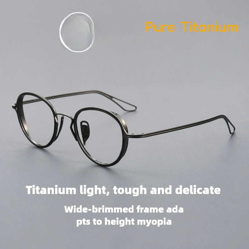 

Japanese Pure Titanium Glasses Frame Men Small Round Two-Tone Designer High Myopia Prescription Prescription Eyeglasses Frame