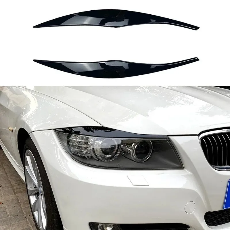 2PCS For BMW 3 Series E90 E91 Sedan 2005-2012 ABS Car Headlamp Eyebrow Trim Sticker Auto Refit Parts Styling Accessories