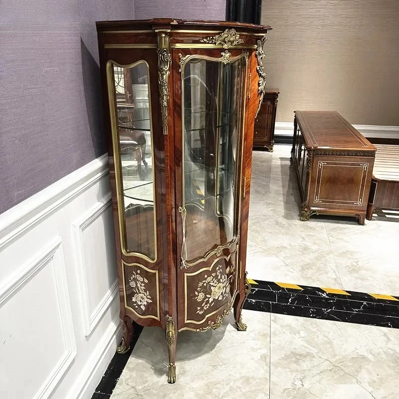 

Европейский однодверный винный шкаф, вилла, классический английский винный шкаф, угловой шкаф из массива дерева, инкрустированный корпусом, декоративный шкаф