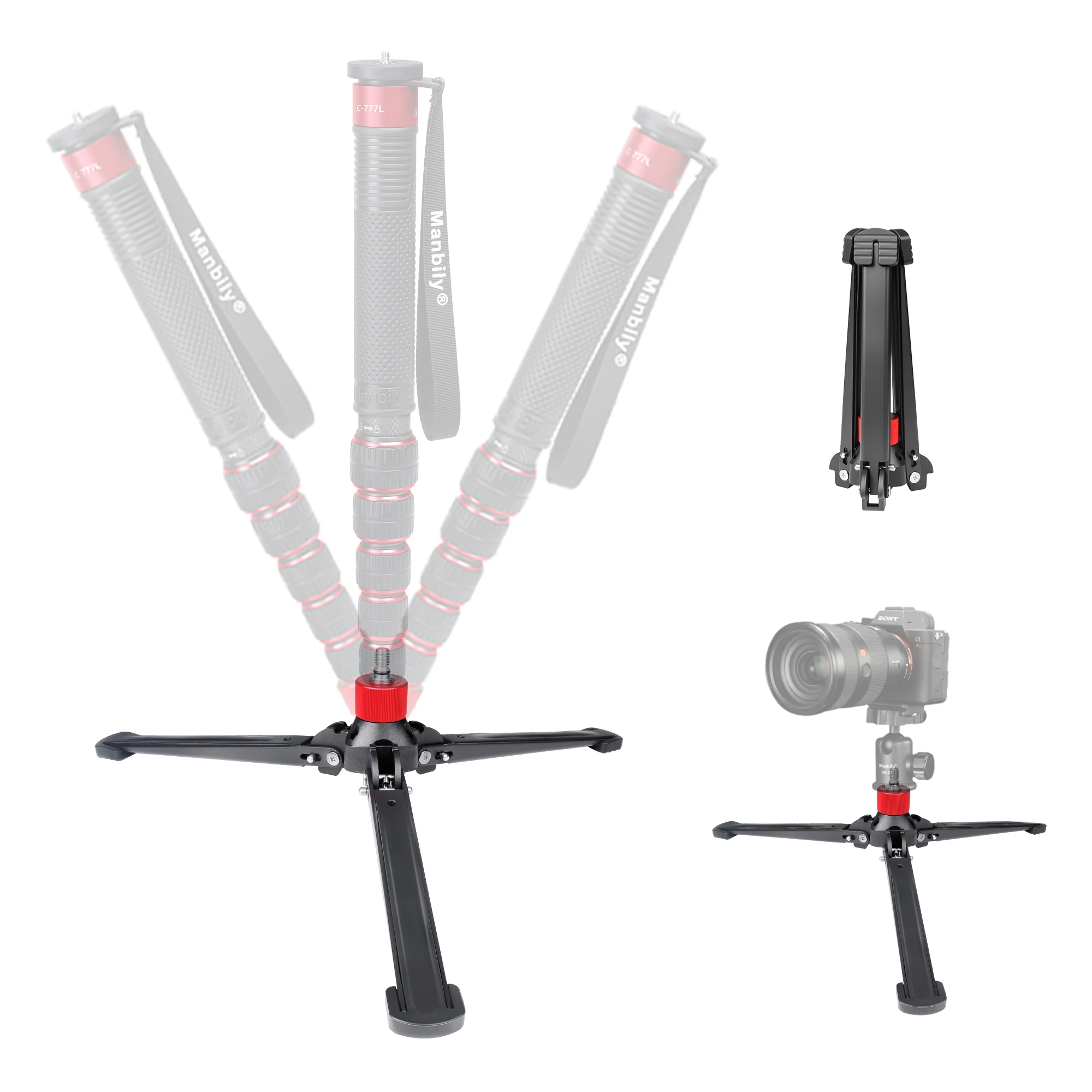 Manbily M-5 Aluminium-Halterung Stativ-Stützhalterung mit 3/8-Zoll-Schraubenadapter Fotografie-Einbeinstativ-Basis – Detail 9