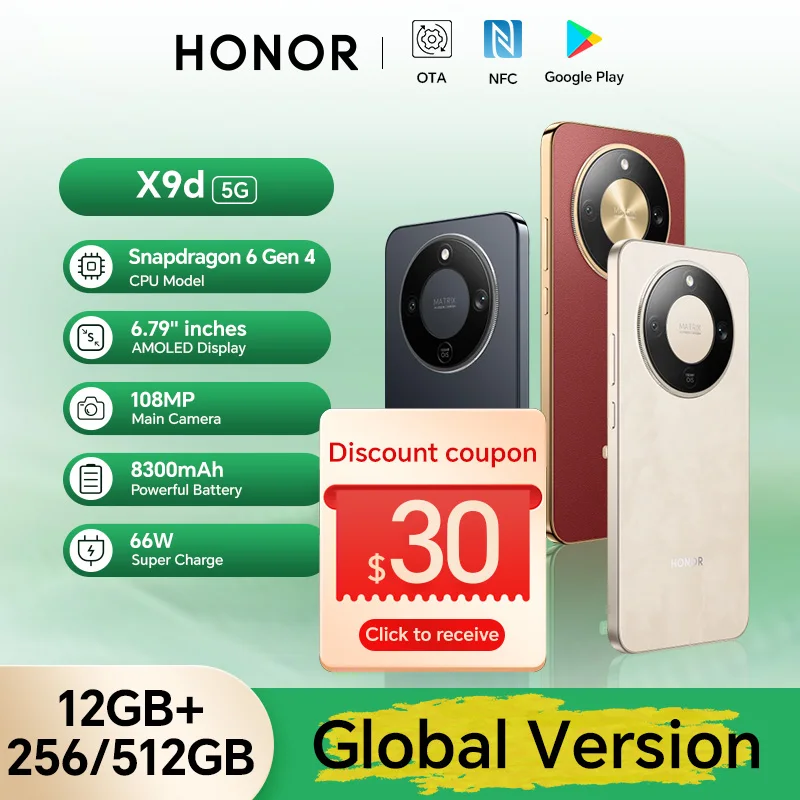 Original Global Version HONOR X9d 12GB+512GB 5G Smartphone 6.79'' 120Hz Screen 108MP AI Camera 8300 mAh 66W Super Charging