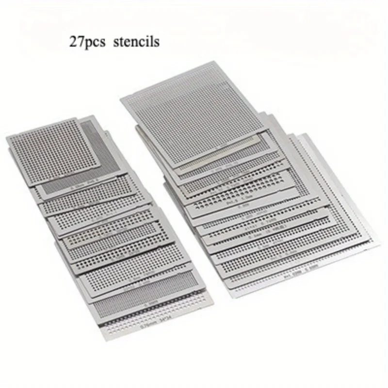 Directly Heat BGA Reball Reballing Net Universal Stencils Template Set Kit Silver Steel Welding Fluxes with stand