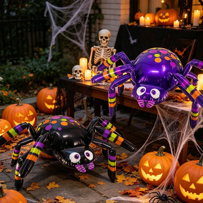 2 Halloween-Spinnenballons, Ballons, Halloween-Dekorationen, Geburtstagsparty-Dekorationen, Partyballons, Hochzeitsrequisiten, Partygeschenke, Lila, Schwarz, mit Wasserstoff gefüllt, perfekt für Geburtstagsfeiern, Hochzeiten, Halloween-Partys – Detail 4