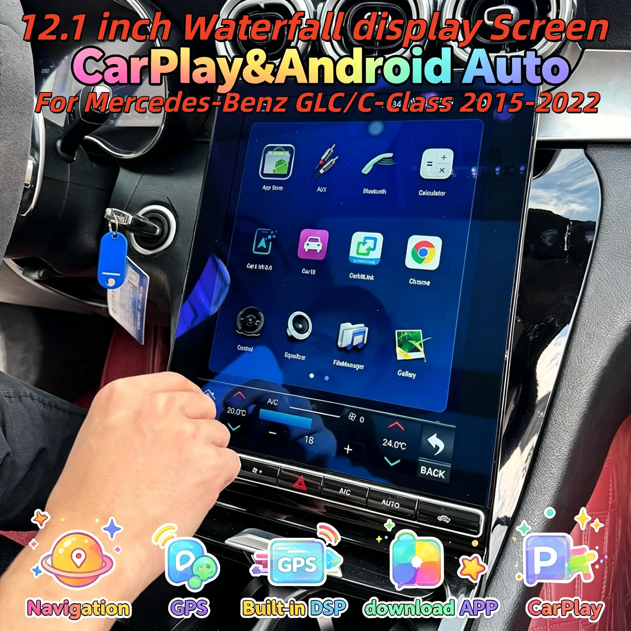 

Автомагнитола H Upgrade с 12,1-дюймовым 2K-экраном на Android 14 для Mercedes-Benz GLC/C-Class 2015-2022 NTG5.0/5.5/6.0, сенсорный ЖК-экран с Carplay