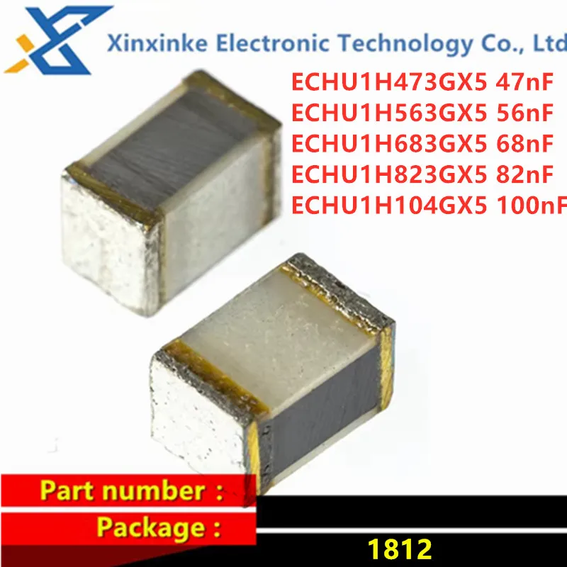 20PCS Thin Film Capacitor ECHU1H473GX5 ECHU1H104GX5 100nF 0.1uF 1812 PPS CBB Polyester Capacitance 2% ECHU1H563/683/823GX5