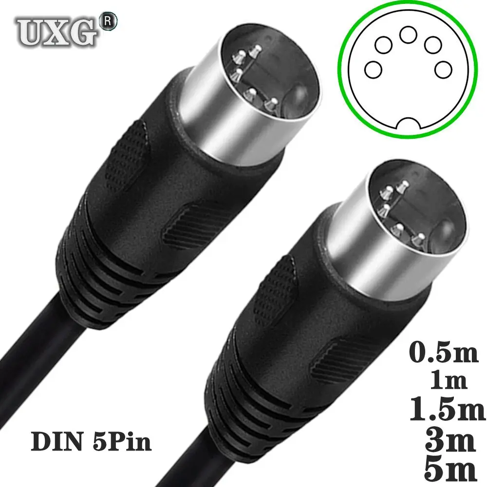 0.5m 1m 1.5m 3M 5m 90 Degree MIDI DIN 5PIN Male to Male Plug 5 Pin DIN Audio Extension Male Cable Cord din-5pin M/M Cable