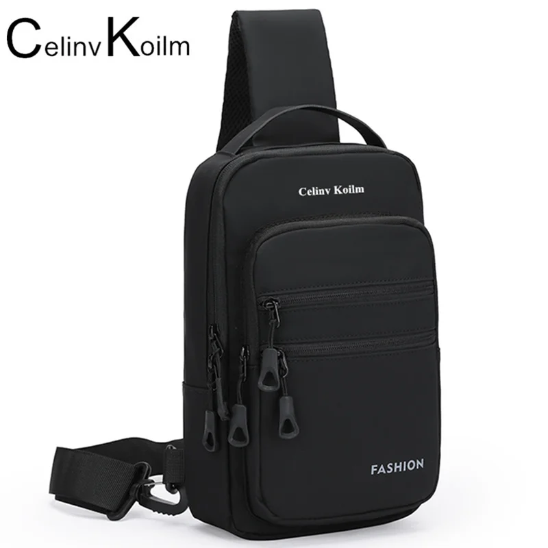 

Celinv Koilm Chest Sling Safety Lock Male Anti-theft Fashion Travel Pack Brand High Quality Men USB Crossbody Shoulder Bags