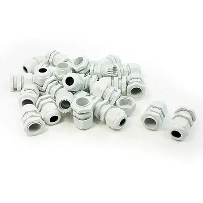 Conector de junta de prensaestopas de cable impermeable de plástico blanco PG11 30 piezas