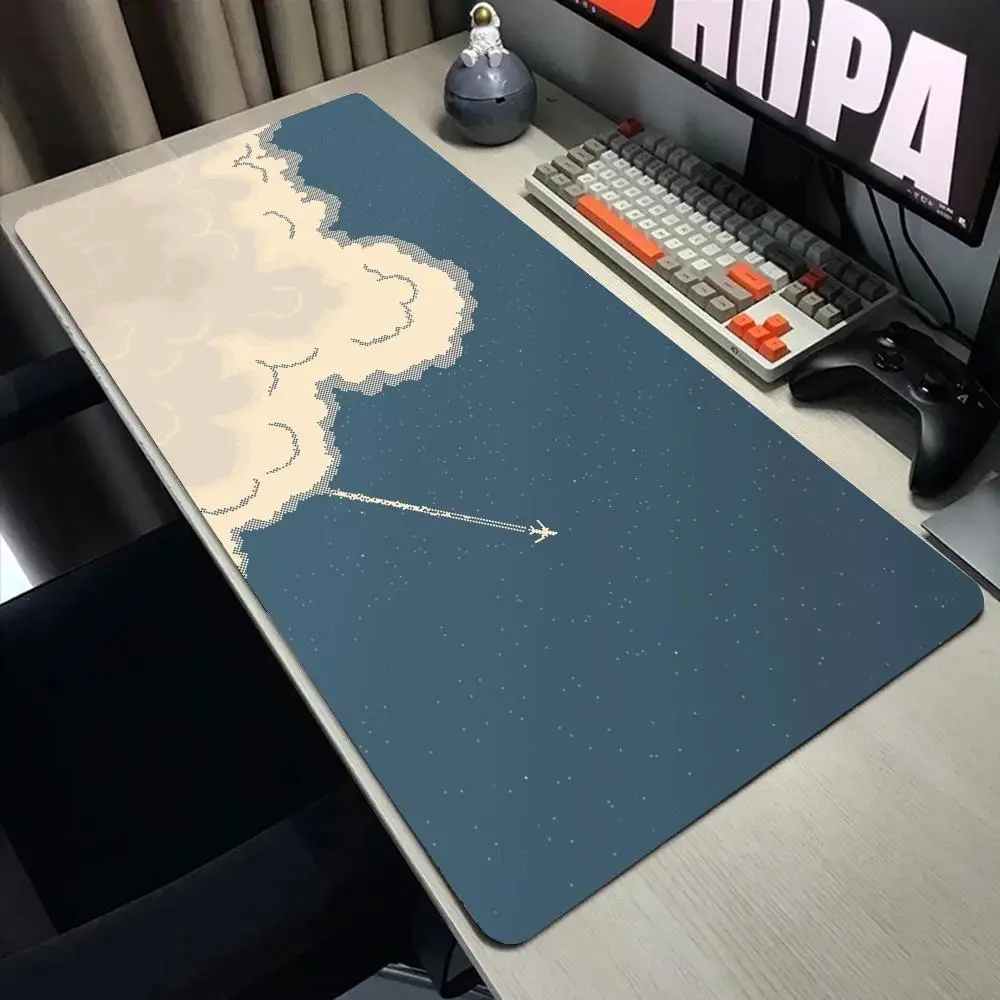 Vintage Dark Teal Cosmic Comet Doodle Print Mouse Mat Non Slip Waterproof Soft Work Pad Sweet Gift for Teen Girls