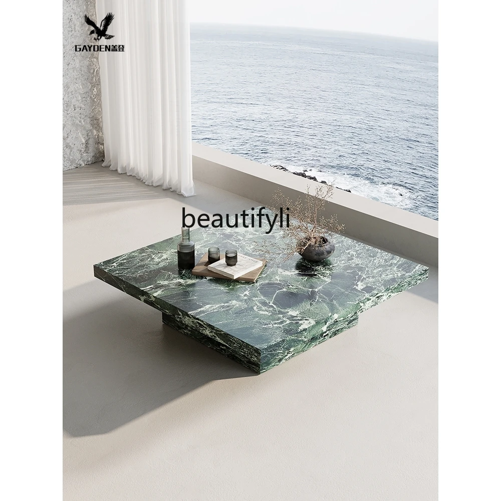 

Ice silk blue jade marble luxury stone Italian light luxury rock slab square living room tea table coffee table