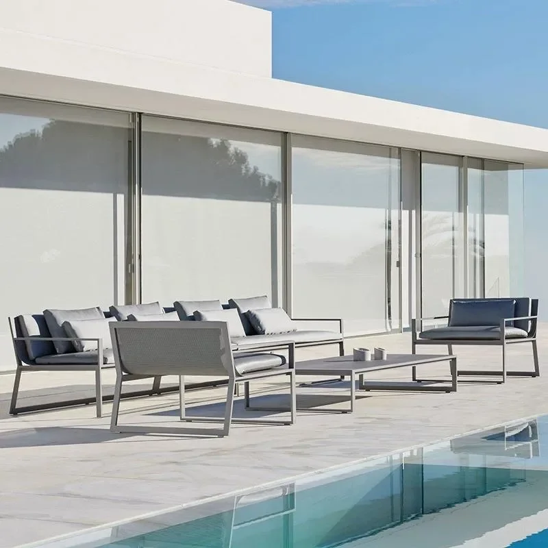  Haven Outdoor Aluminum Alloy Sofa B&B Garden Courtyard Leisure Outer Pendulum Seat Balcony Living Room Sofa Coffee Table
