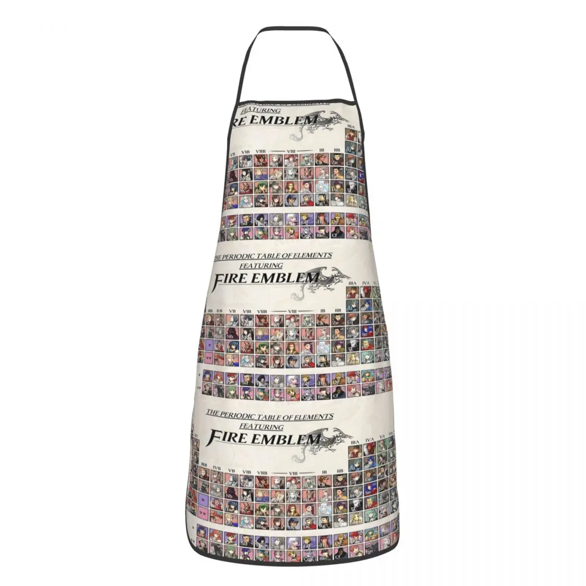 Periodic Table Fire Emblem Aprons Chef Cuisine Tablier Sleeveless Bib Kitchen Cleaning Pinafore for Women Men Painting