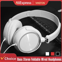 Wired Headphones 3 5mm Bass Stereo Foldable With Microphone Adjustable Headphones Suitable For Pc Mp3 Mobile Headphones