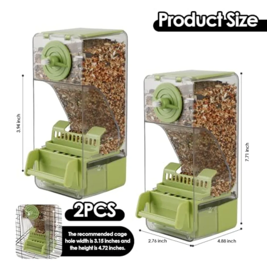 【Spot goods】Bird Feeder No Mess 2PCS Automatic Clear Bird Seed Food Container Acrylic Parrot Feeder Dispenser Cage Accessories view 3