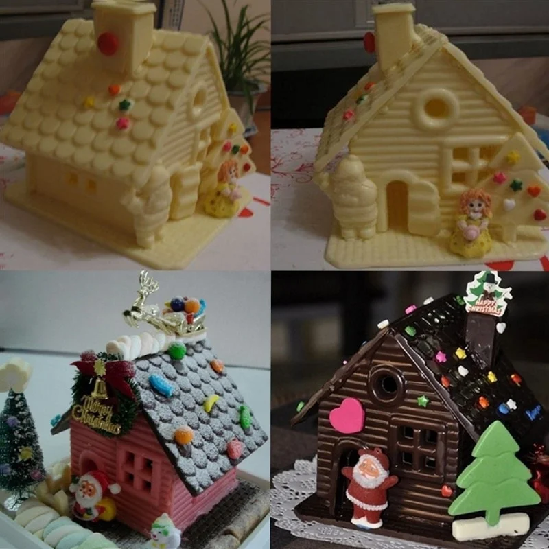 3D House Door DIY Silicone Gingerbread Fondant Mould Cake Decoration Chocolate Christmas Baking Mold