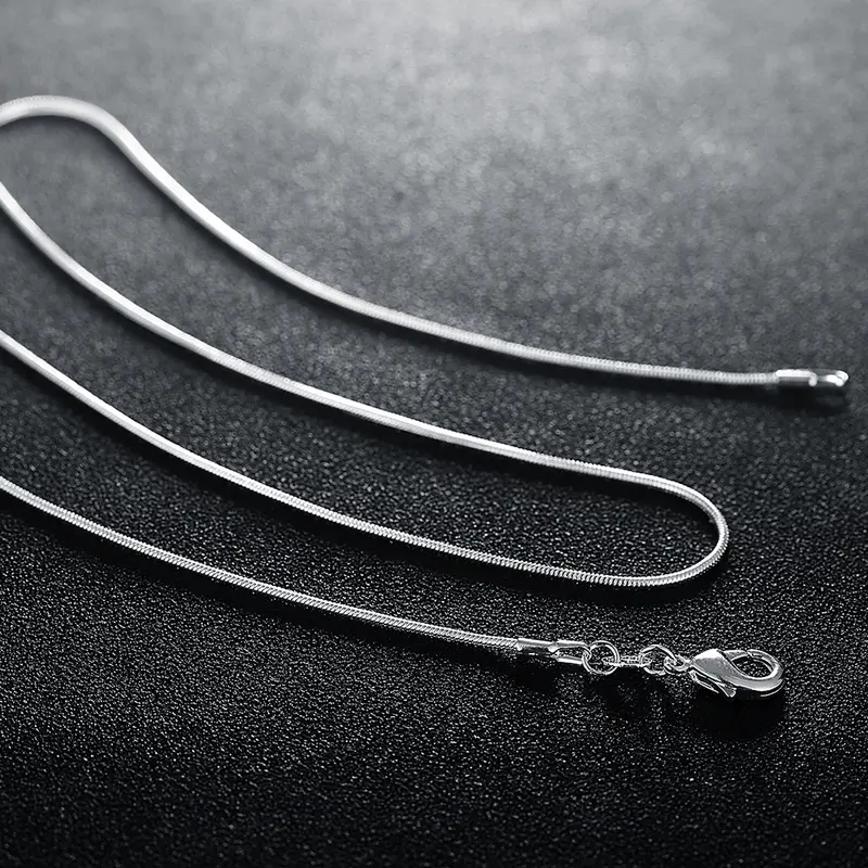 10PCS LOT Wholesale 925 Sterling Silver 16/18/20/22/24/26/28/30 Inch 1mm Snake Chain Necklace For Woman Man Fashion Jewelry - Image 6