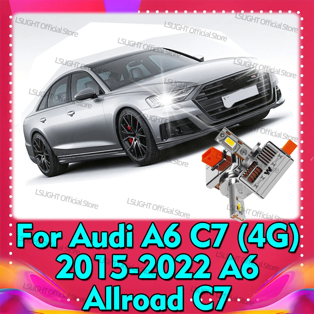 

2x Two Sided 3570 CSP Chips D5S LED Headlight Bulbs 30000LM For Audi A6 C7 4GH 4GJ 2015 2016-2022 A6 Allroad C7 4G2 4G 4G5 4GD