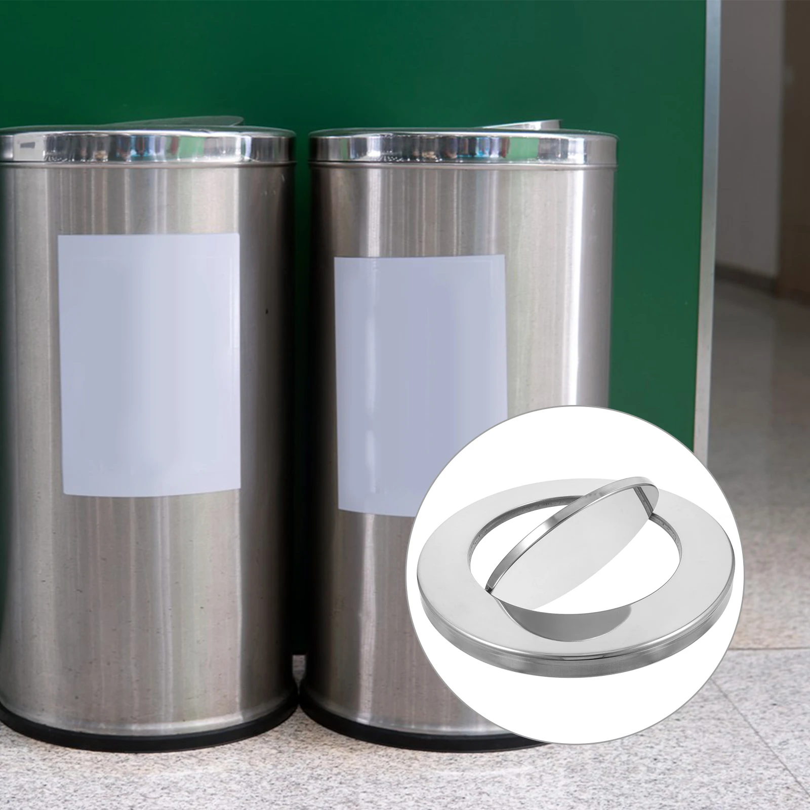 

Stainless Steel Trash Can Lid Garbage Swing Cover Countertop Flush Flap Recessed Bin Replacement Large Wastewater