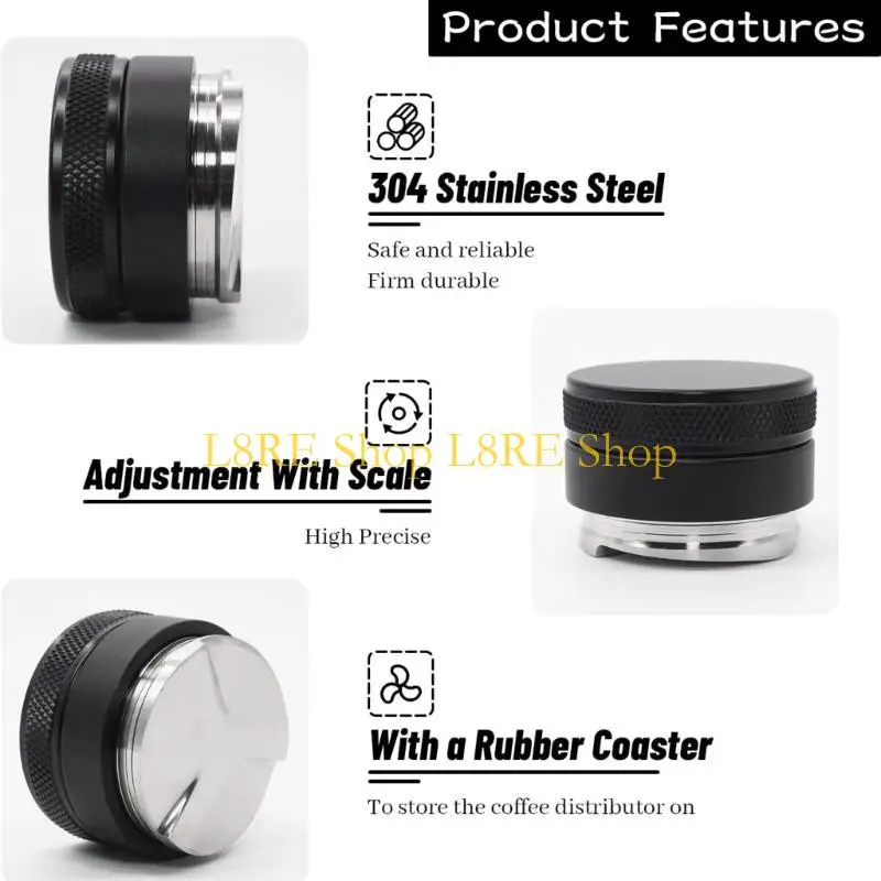 L8RE 53mm Stainless Steel Coffee Tamper Silicone Coffee Tamper Mat for Coffee Maker