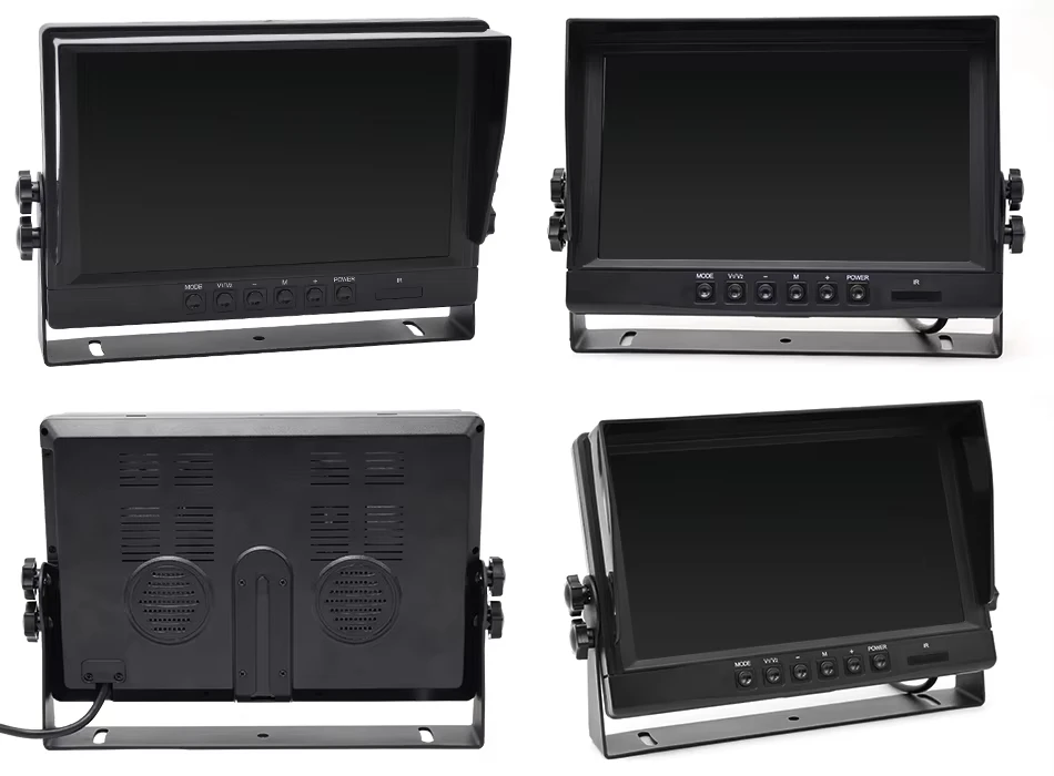 12V 24V 9 Inch IPS TFT LCD AHD 2 Channels Split Screen Monitor 2Pcs Waterproof Night Vision Reverse Camera Rear View Monitoring