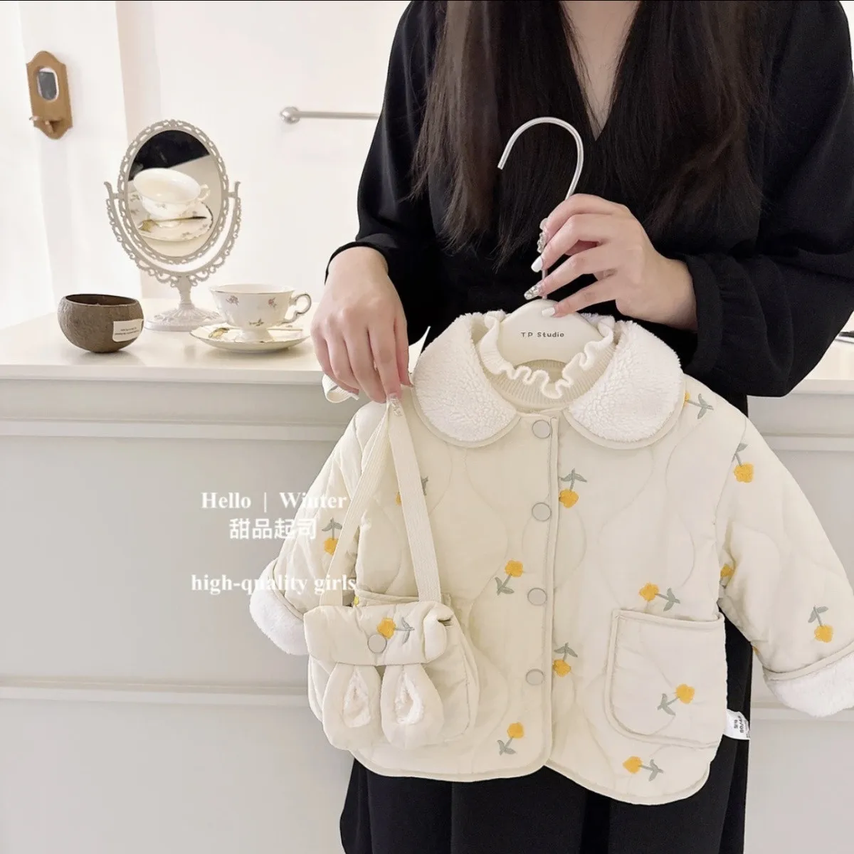 Baby Girl Cotton Jacket Winter New Style Children's Fleece Lined Thick Warm Outerwear for Kids